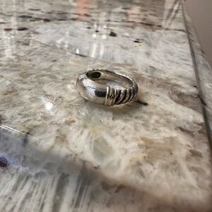 David Yurman Silver and Gold Tone Sculpted Cable Ring